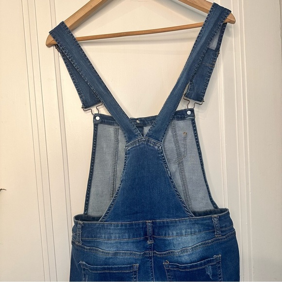 BASIC DENIM WAX JEANS BUCKLES OVERALLS BLUE SIZE WITH POCKETS - Picture 13 of 13